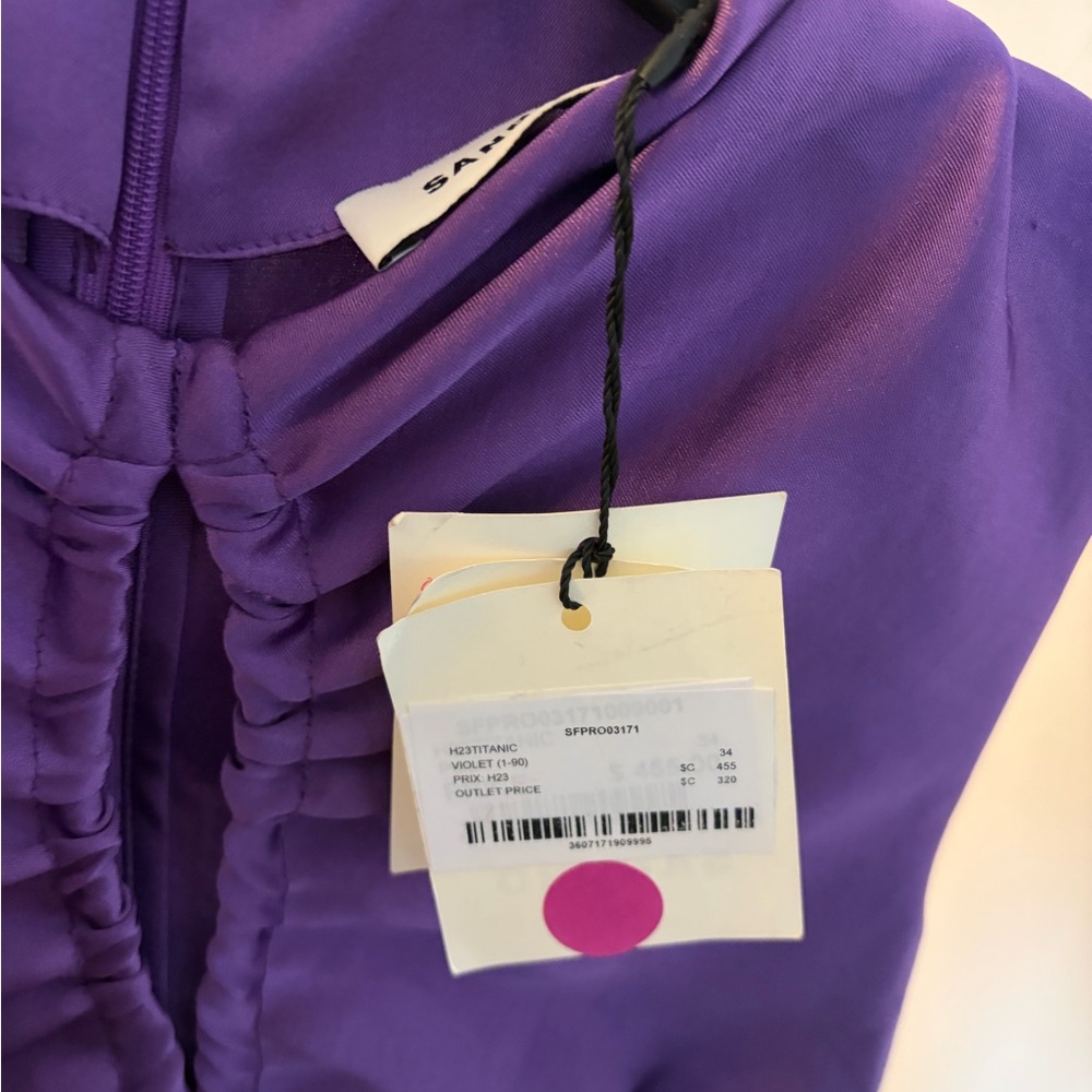 SANDRO - Titanic Ruched Dress in Violet - Picture 6 of 7